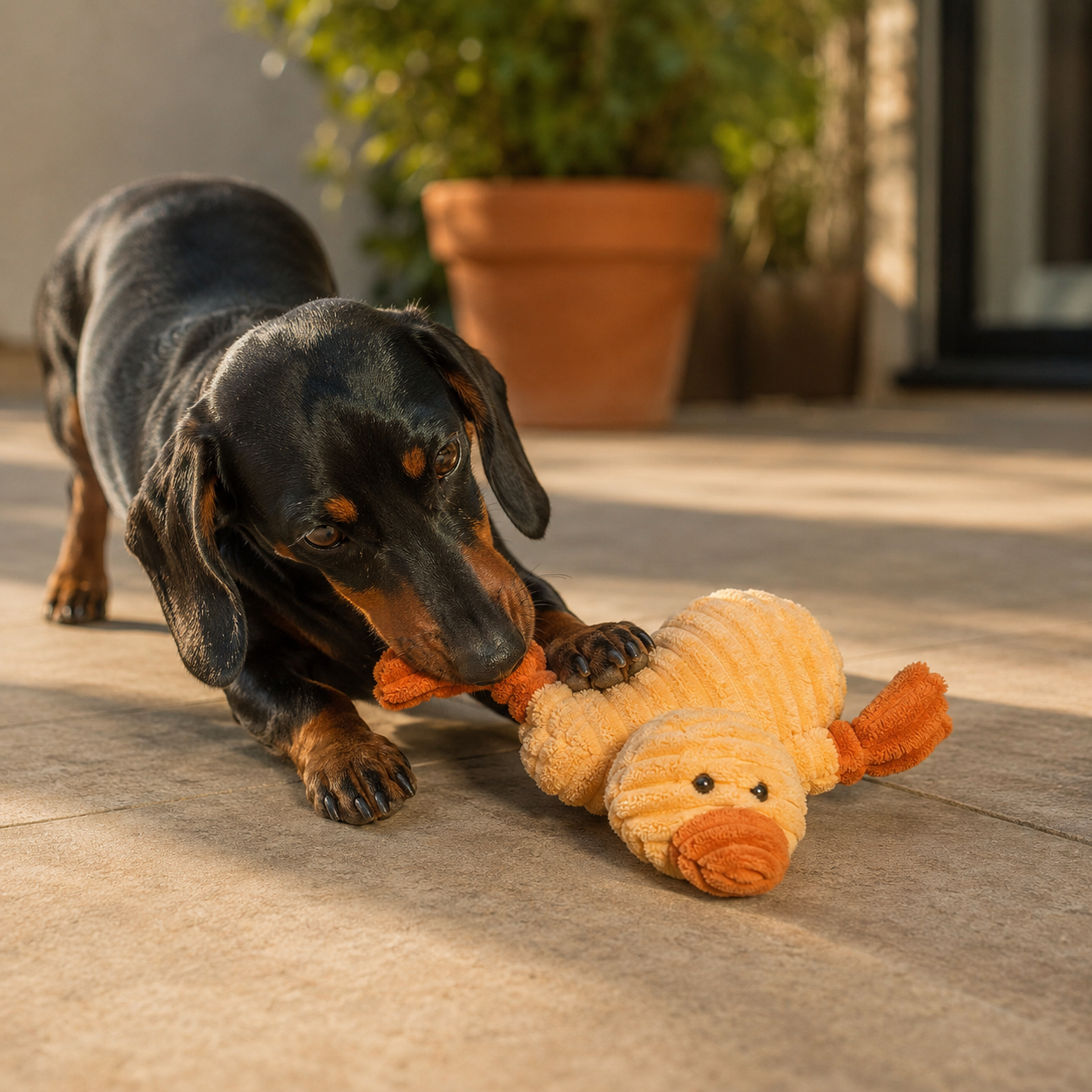 Peluche - Canard en velours côtelé pour chiens