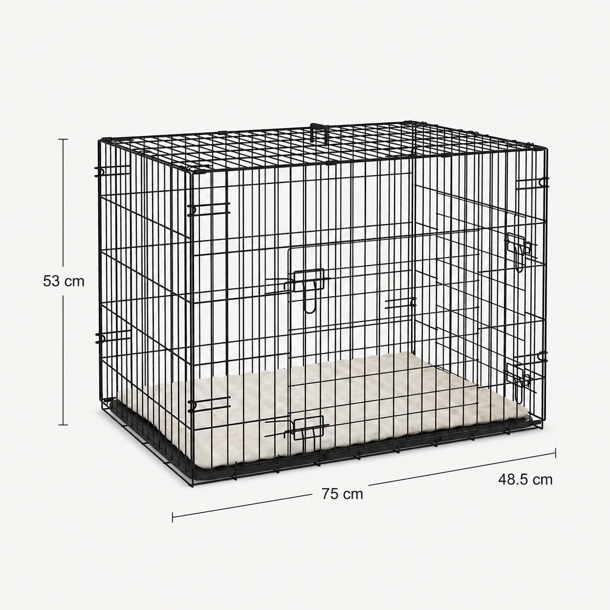 Cage pliable pour chien avec coussin – Structure métal, plateau amovible et portes sécurisées