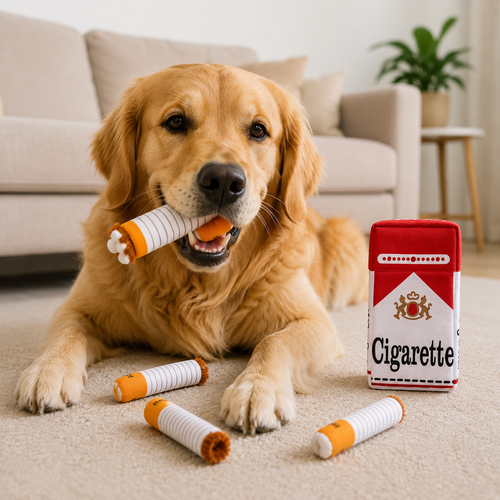 Jouet peluche sonore pour chien – Cigare factice à mâcher, interactif et amusant