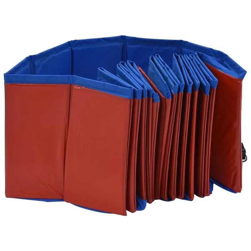 Foldable Dog Pool, Red, 160x30 cm, PVC, Portable Pet Pool for Dog Bath Washing, Heavy Duty, Sturdy, Outdoor Use for Backyard Garden Lawn Patio Summer, Easy Clean, Safe for Pets, Space Saving