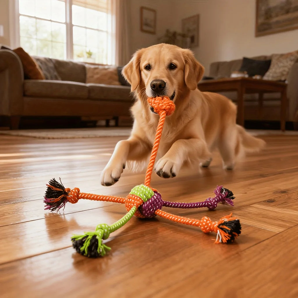 Colorful Candy-Style Rope Knot Dog Toy,Durable Chew&Tug Interactive Play Toy for Small Medium Dogs Braided Pet Teeth Cleaning