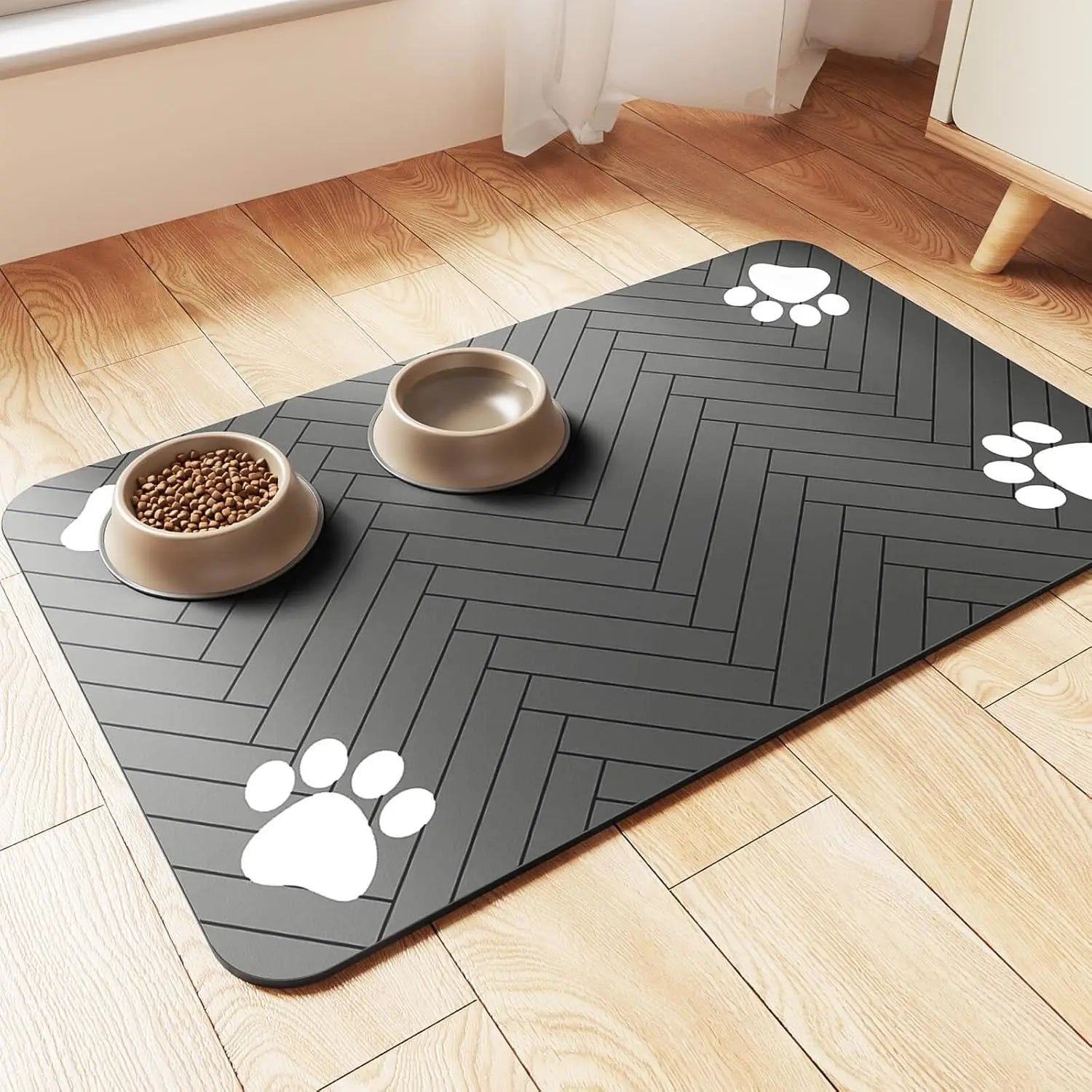 Tapis absorbant pour gamelles chien et chat – Antidérapant, imperméable et à séchage rapide