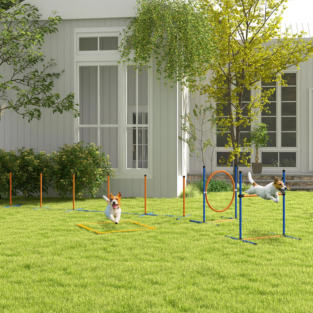 Pawhut 4-Piece Orange and Blue Dog Agility Training Set