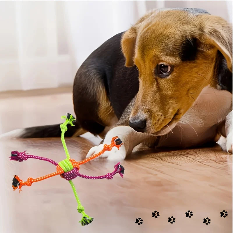 Colorful Candy-Style Rope Knot Dog Toy,Durable Chew&Tug Interactive Play Toy for Small Medium Dogs Braided Pet Teeth Cleaning