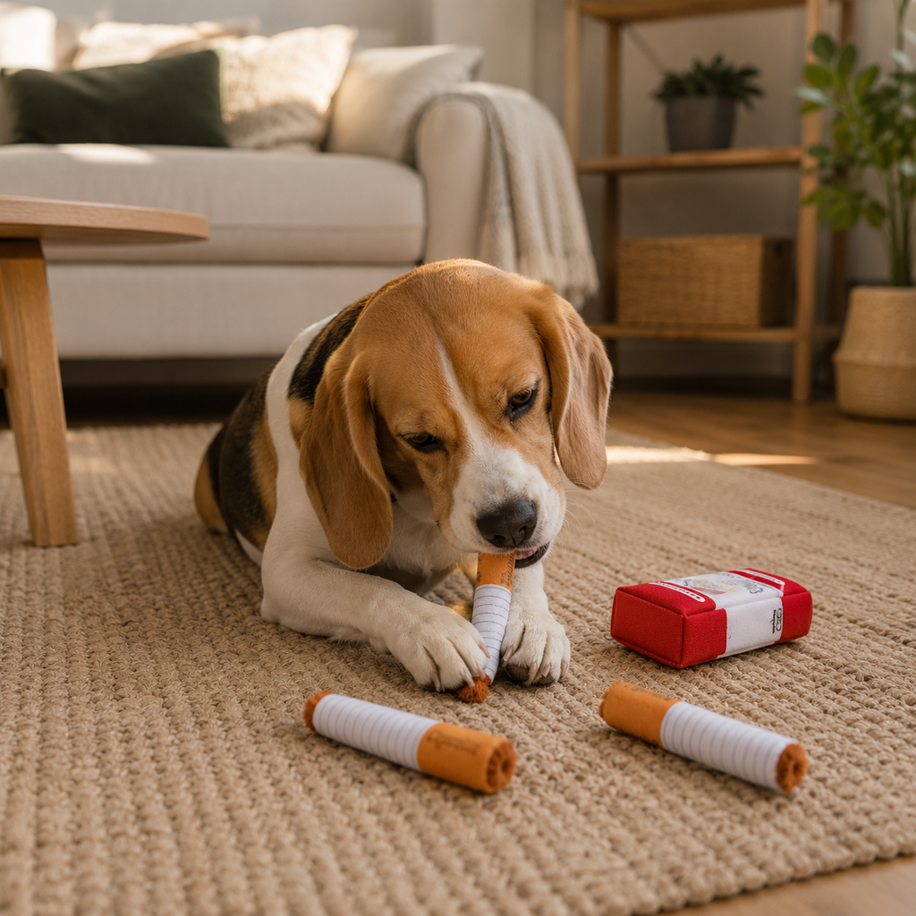 Jouet peluche sonore pour chien – Cigare factice à mâcher, interactif et amusant
