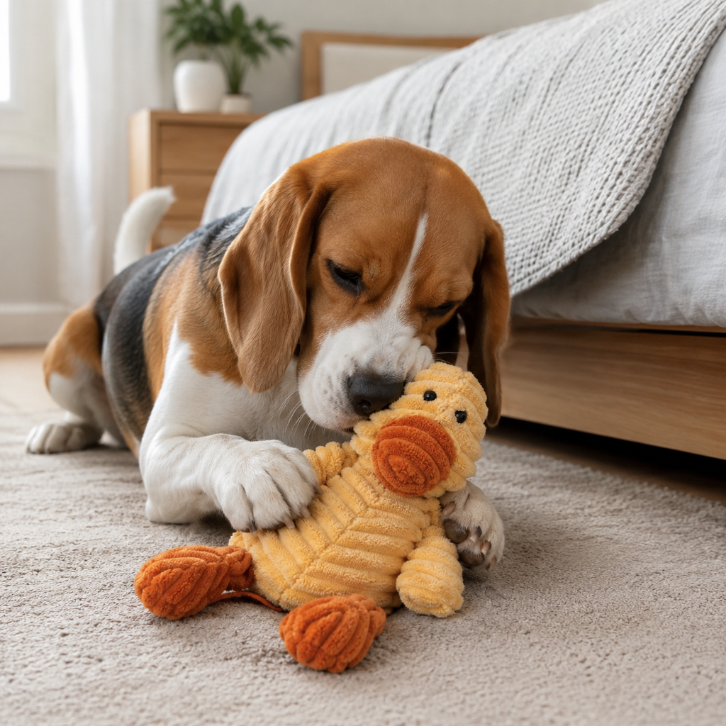 Peluche - Canard en velours côtelé pour chiens