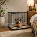 Cage pliable pour chien avec coussin – Structure métal, plateau amovible et portes sécurisées