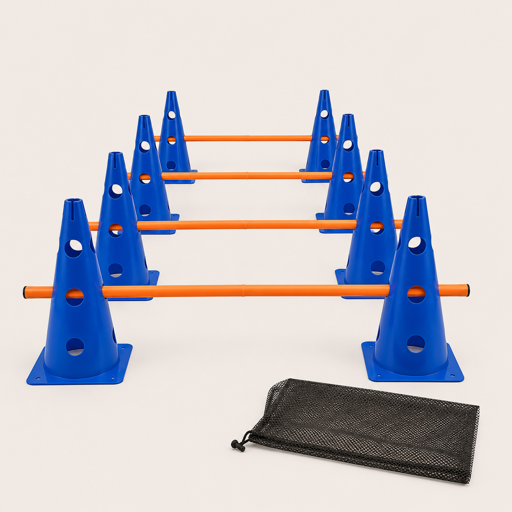 Dog Agility Hurdle & Cone Set Adjustable Obstacle Course for Backyard, Training Equipment for Puppy Small Medium Large Breed