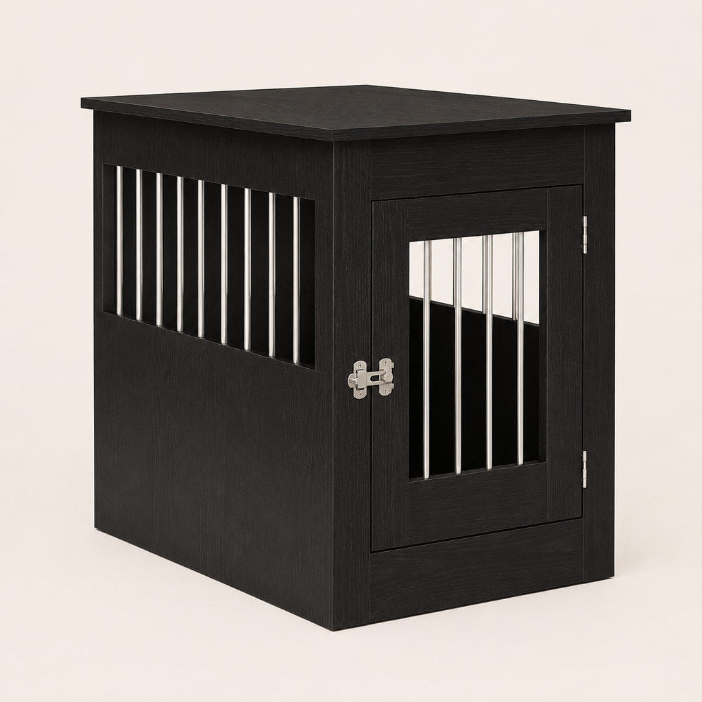 Dog Crate Furniture Oak Black Engineered Wood 55x80x68 Cm End Table Style Pet Cage Cover Kennel Hidden Dog House for Small Medium Dogs Indoor