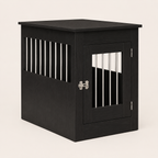 Dog Crate Furniture Oak Black Engineered Wood 55x80x68 Cm End Table Style Pet Cage Cover Kennel Hidden Dog House for Small Medium Dogs Indoor