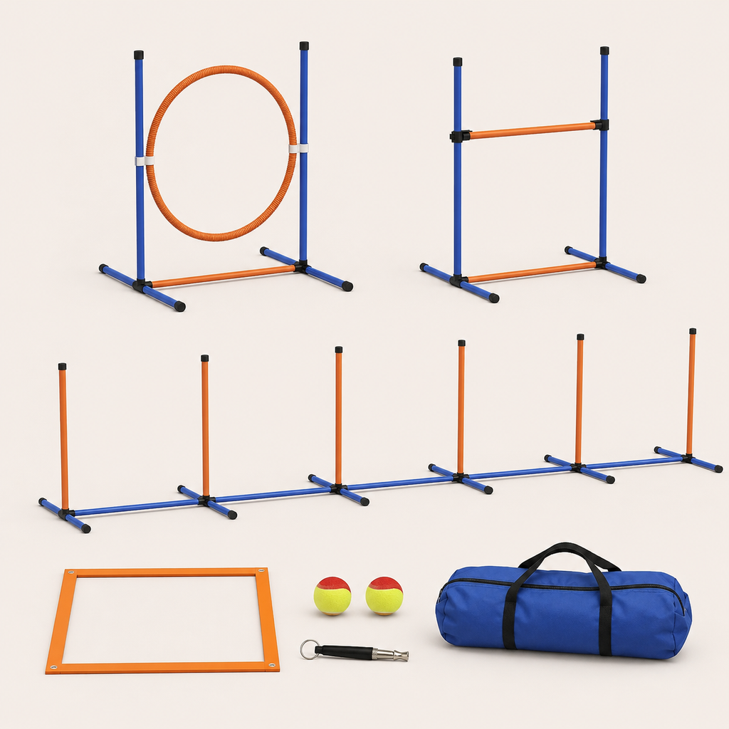 Pawhut 4-Piece Orange and Blue Dog Agility Training Set