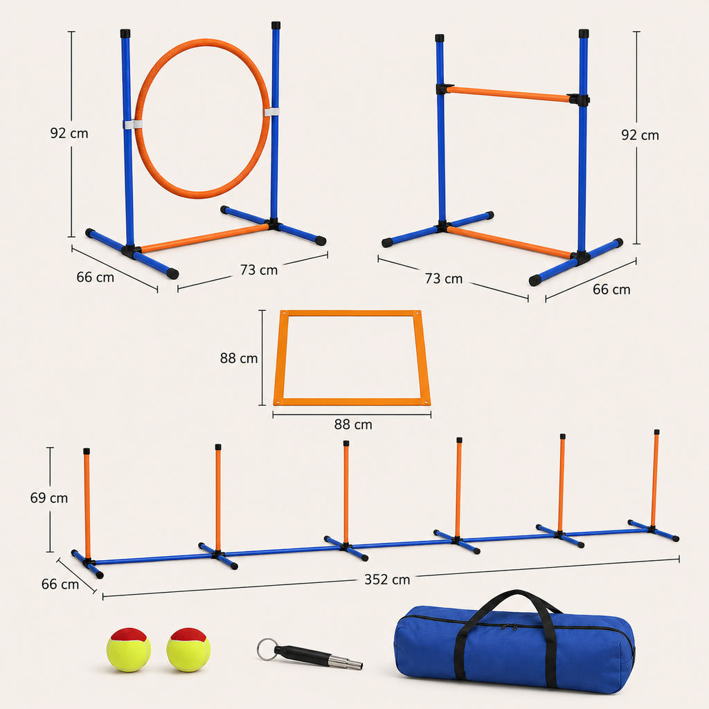 Pawhut 4-Piece Orange and Blue Dog Agility Training Set