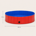 Foldable Dog Pool, Red, 160x30 cm, PVC, Portable Pet Pool for Dog Bath Washing, Heavy Duty, Sturdy, Outdoor Use for Backyard Garden Lawn Patio Summer, Easy Clean, Safe for Pets, Space Saving
